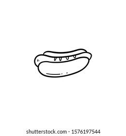 hotdog doodle icon vector hand drawing 