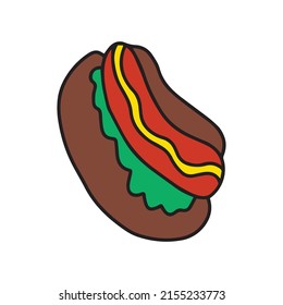 hotdog doodles food element decoration. streetfood