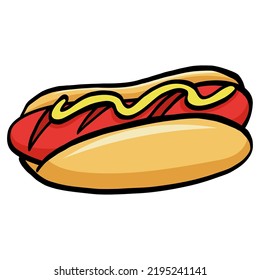 Hotdog Drawing Doodle Line Art Cartoon Illustration Template Icon