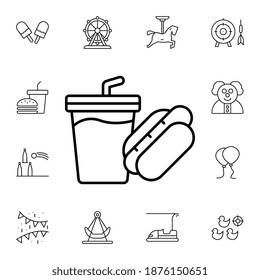 Hotdog, drink flat vector icon in amusement pack