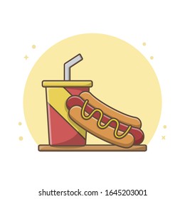 Vektorillustration für Hot Dog und Drink Icon Design