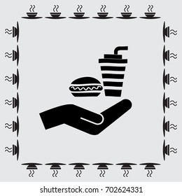 hotdog and drink vector icon