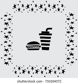 hotdog and drink vector icon