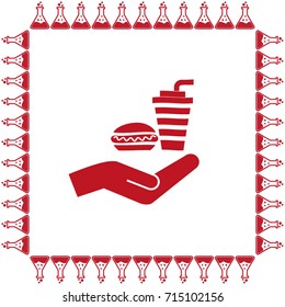 hotdog and drink vector icon