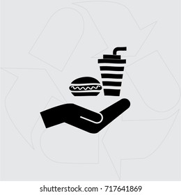 hotdog and drink vector icon