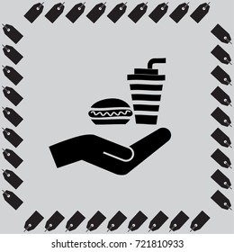 hotdog and drink vector icon
