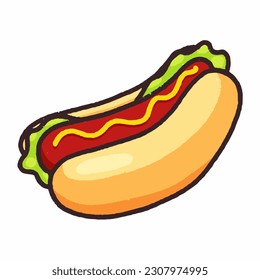 Hotdog fast food illustration drawing design
