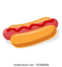 Hotdog. Fast food on a white background.