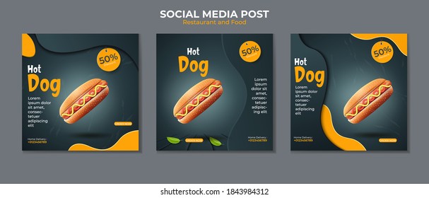 Hotdog Or Fast Food Social Media Post Template.