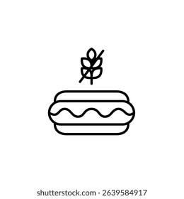 Hotdog, fast food and takeaway. Gluten free symbol. Dietary restrictions, food labelling. Pixel perfect, editable stroke vector icon