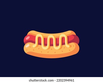 Hotdog Fast Food Vector Flat Icon Illustration