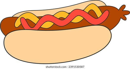 Hotdog Fast Food Vector Illustration