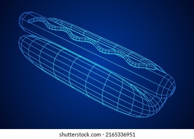 Hotdog fast food. Wireframe low poly mesh vector illustration