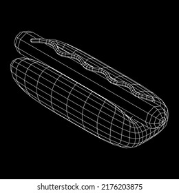 Hotdog fast food. Wireframe low poly mesh vector illustration