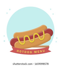 Hotdog Fastfood Meal. Flat Vector Icon Design