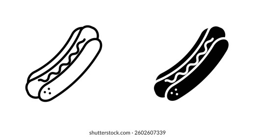 Hotdog flat Icons in line outline and flat solid style on white background
