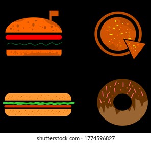 Hotdog food icon, burger, donut, pizza vector illustration