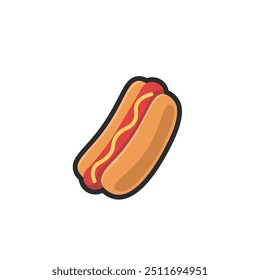 hotdog food in outline flat vector design.