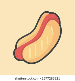 hotdog food with outline flat vector design.