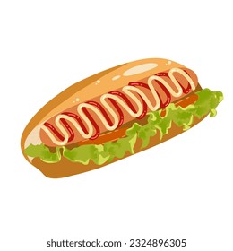 Hotdog Food with Vegetables Vector on white background 