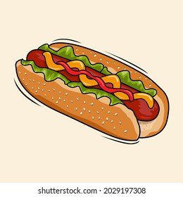 hotdog grilled fastfood illustrations cartoon 