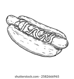 hotdog hand draw vector illustration