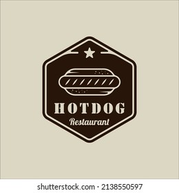 hotdog or hotdogs logo vector line vintage illustration template icon graphic design. fast food sign or symbol for menu or restaurant concept with badge emblem and typography