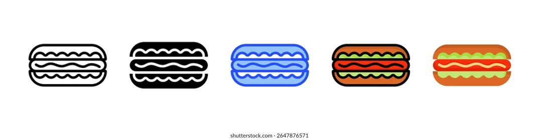 Hotdog Icon Collection With Multiple Styles
