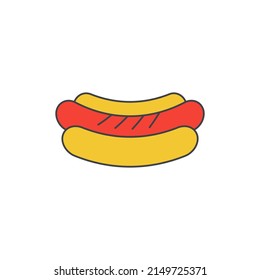 hotdog icon in color icon, isolated on white background 