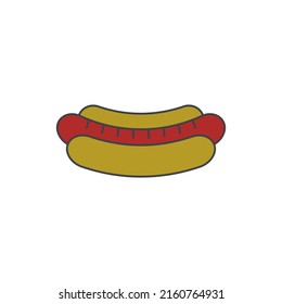 hotdog icon in color icon, isolated on white background 