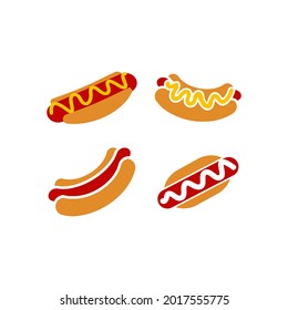 Plantilla de conjunto de conjuntos de diseños de iconos de Hotdog aislado