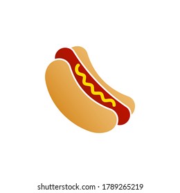 Icono Hotdog diseño plano aislado en fondo blanco. Ilustración del vector