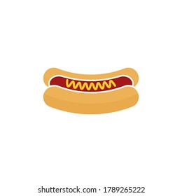 Icono Hotdog diseño plano aislado en fondo blanco. Ilustración del vector