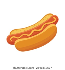 Hotdog icon in flat style. Hot dog fastfood vector illustration on isolated background. Bun with sausage sign business concept.