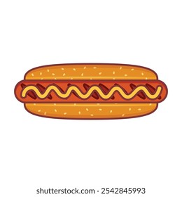 Hotdog icon in flat style. Hot dog fastfood vector illustration on isolated background. Bun with sausage sign business concept.