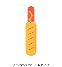 Hotdog icon in flat style. Hot dog fastfood vector illustration on isolated background. Bun with sausage sign business concept.