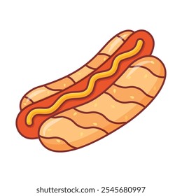 Hotdog icon in flat style. Hot dog fastfood vector illustration on isolated background. Bun with sausage sign business concept.