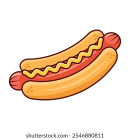 Hotdog icon in flat style. Hot dog fastfood vector illustration on isolated background. Bun with sausage sign business concept.