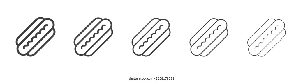 ícone do hotdog símbolo de ilustração fina plana