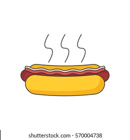 Hotdog icon flat vector.