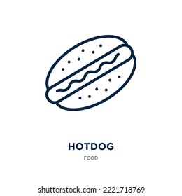 hotdog icon from food collection. Thin linear hotdog, food, hamburger outline icon isolated on white background. Line vector hotdog sign, symbol for web and mobile