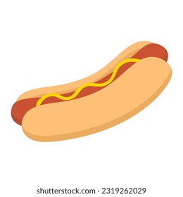 Hotdog icon. Hot dog with mustard. Vector illustration