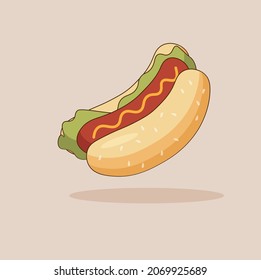hotdog icon illustration fast food
