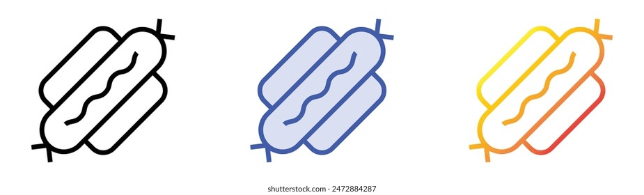 hotdog icon. Linear, Blue Fill and Gradient Style Design Isolated On White Background
