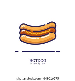 Hotdog icon on a white background. flat thin line icon. vector illustration