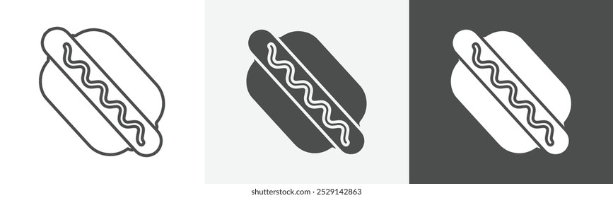 Hotdog-Symbol Einfache, dünne Linie mit Logo