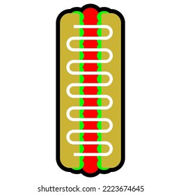 Hotdog icon. Vector illustration flat icon delicious mayo hotdog isolated on white background.