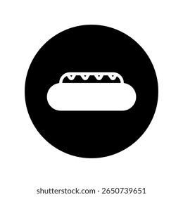 Hotdog Icon within a Black Circle Representing Fast Food and Culinary Delights on Social Media
