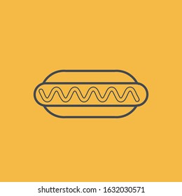 hotdog icon with yellow background. Vector concept illustration for design.