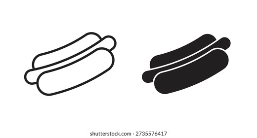 Hotdog-Symbole Konzepte. schwarze durchgezogene und Linien Strich Designs für Web und App